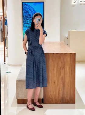 现货ICIC小禾同源2025春夏女装新款全棉细布及膝连衣裙