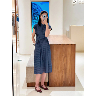 现货ICIC小禾同源2025春夏女装新款全棉细布及膝连衣裙