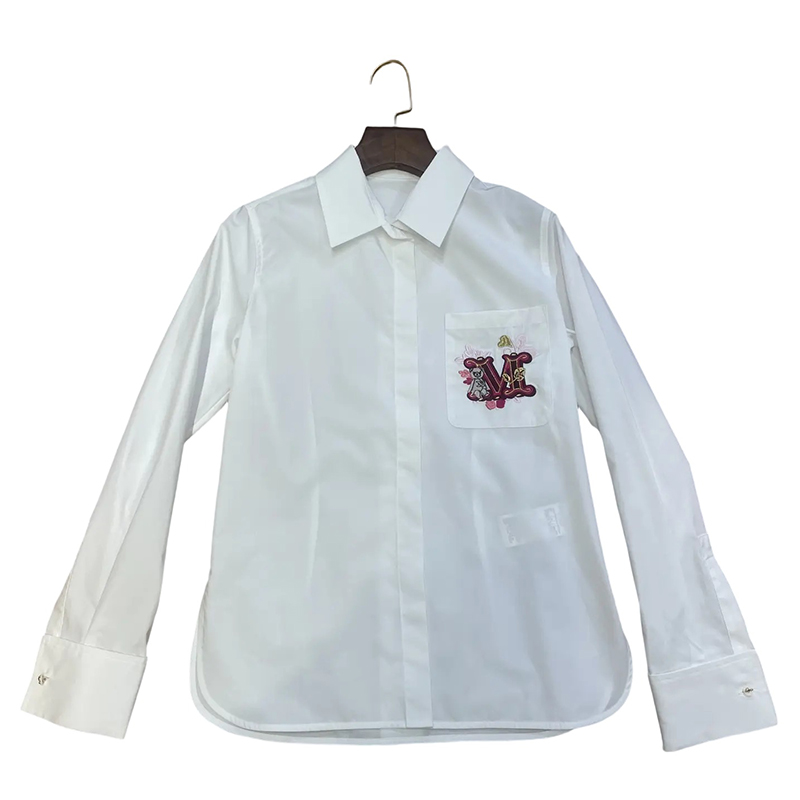 现货Max同源2025早春新品女装徽标刺绣衬衫