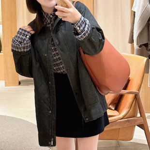 现货ICIC小禾同源【土壤牛仔】2025新款菱形格棉弹牛仔大衣棉服