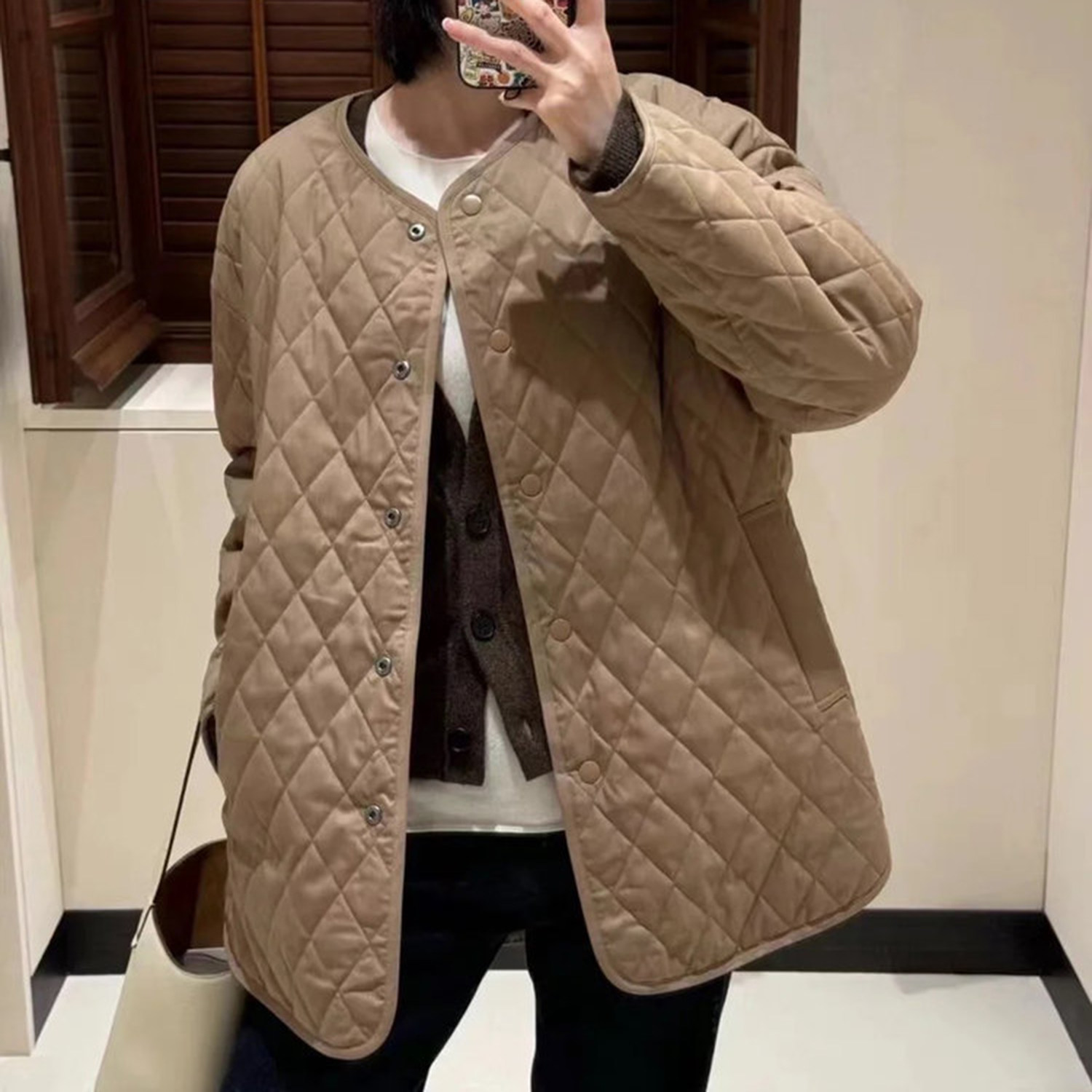 现货ICIC小禾同源女装冬季骆驼绒羊毛剪绒棉大衣棉服正反两穿