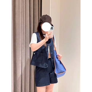 短裤 现货ICIC小禾同源女装 同款 棉亚麻色织细斜纹马夹 新款