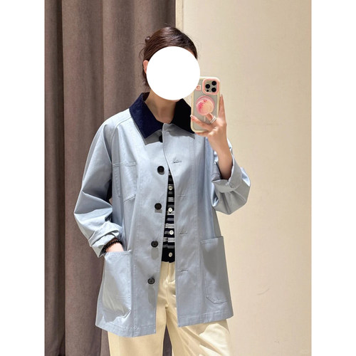 现货ICIC小禾女装新款高密全棉斜纹夹克巴恩风外套