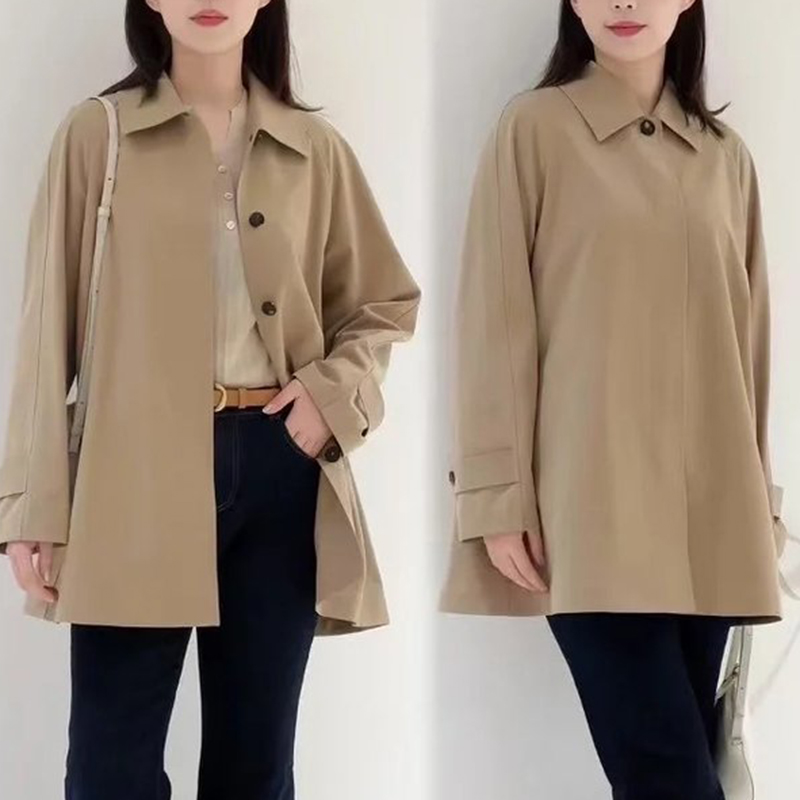 现货ICIC小禾 同源女装2025春季新款丝羊毛精纺平纹布风衣