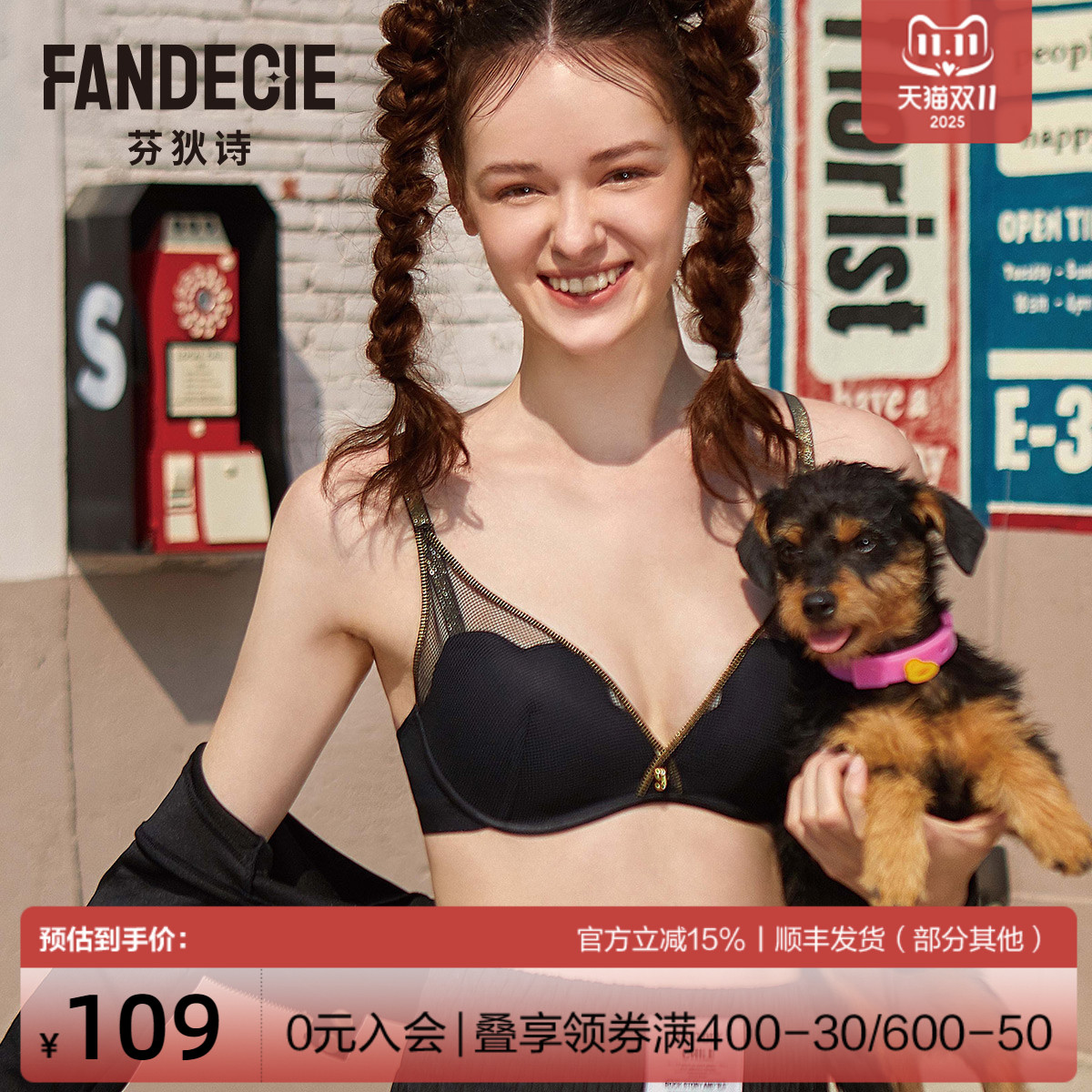 【A喵喵杯】芬狄诗无钢圈内衣女网纱厚杯小胸上托聚拢文胸FB00276