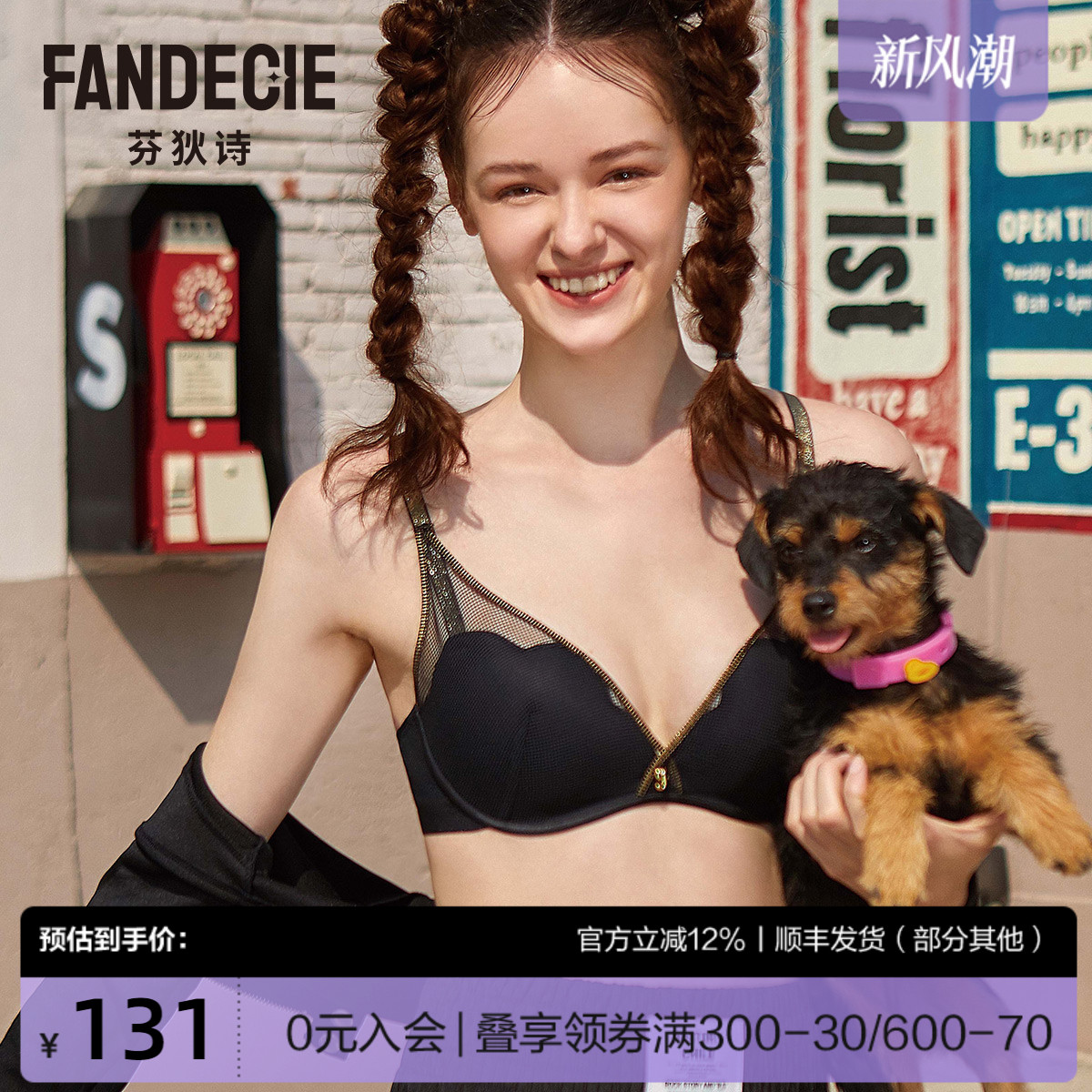 【A喵喵杯】芬狄诗无钢圈内衣女网纱厚杯小胸上托聚拢文胸FB00276