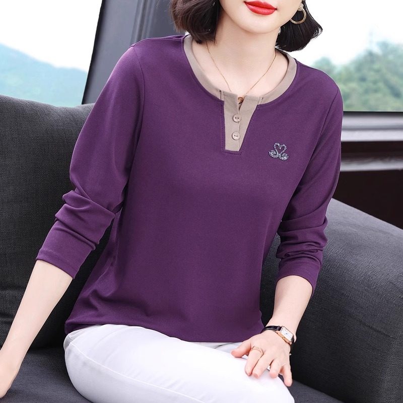 纯棉打底衫女装2025秋冬新款妈妈洋气长袖t恤胖mm宽松显瘦上衣服,女装/女士精品,T恤,淘宝优惠券,粉丝福利购,淘宝优惠卷