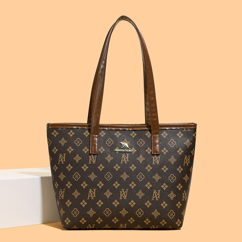 新款欧美托特包女士软皮印花拉链包大气单肩包休闲百搭手提大包包