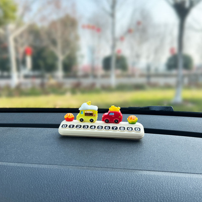 治愈系汽车内装饰摆件可爱冰淇淋小车临时停车手机电话号码牌女生