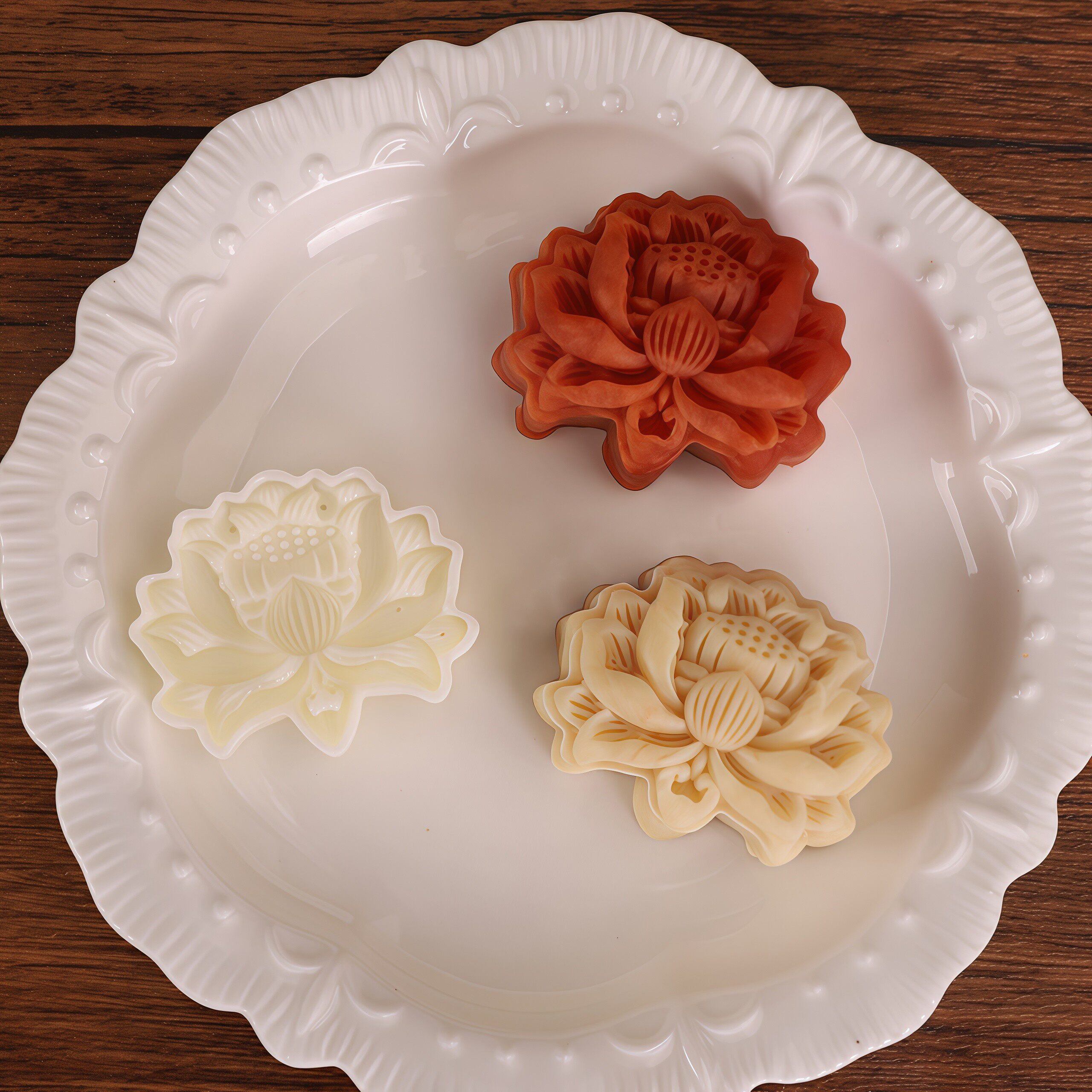 50克国风莲花荷花手压中秋月饼模具DIY烘焙绿豆糕茶点凤梨酥压模