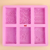 6格大号方块法式 小花DIY手工皂硅胶模具自制精油皂奶皂模不粘好脱