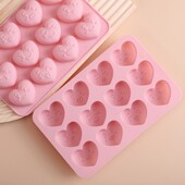 萌表情爱心DIY食品级硅胶模具心形巧克力糖果布丁果冻蒸糕香薰模