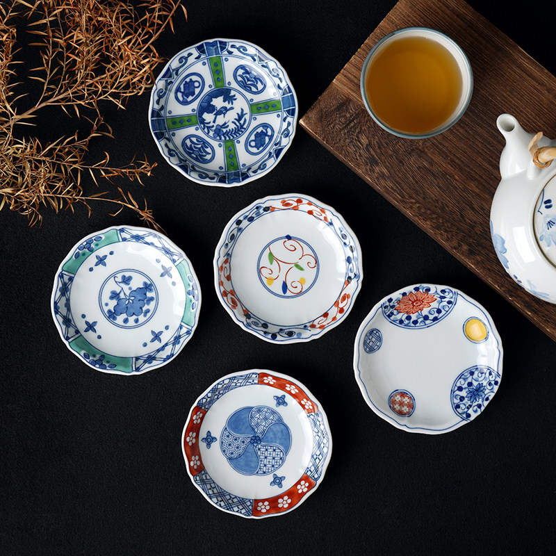 小碟子蘸料日式染锦绘变波佐见烧套装礼盒复古染锦绘变创意调味碟