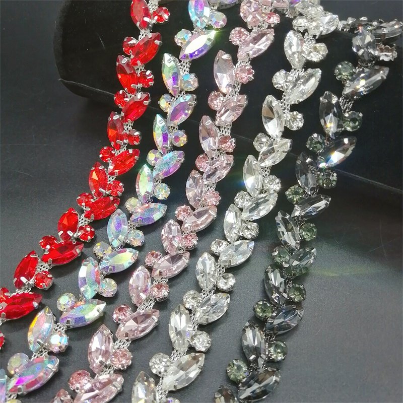 DIY花式钻链手缝水钻链 衣领装饰链条配件肩部西装材料服装饰配件