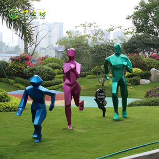 巧工坊户外公园玻璃钢一家四口雕塑定制卡通人物摆件园林景观装饰