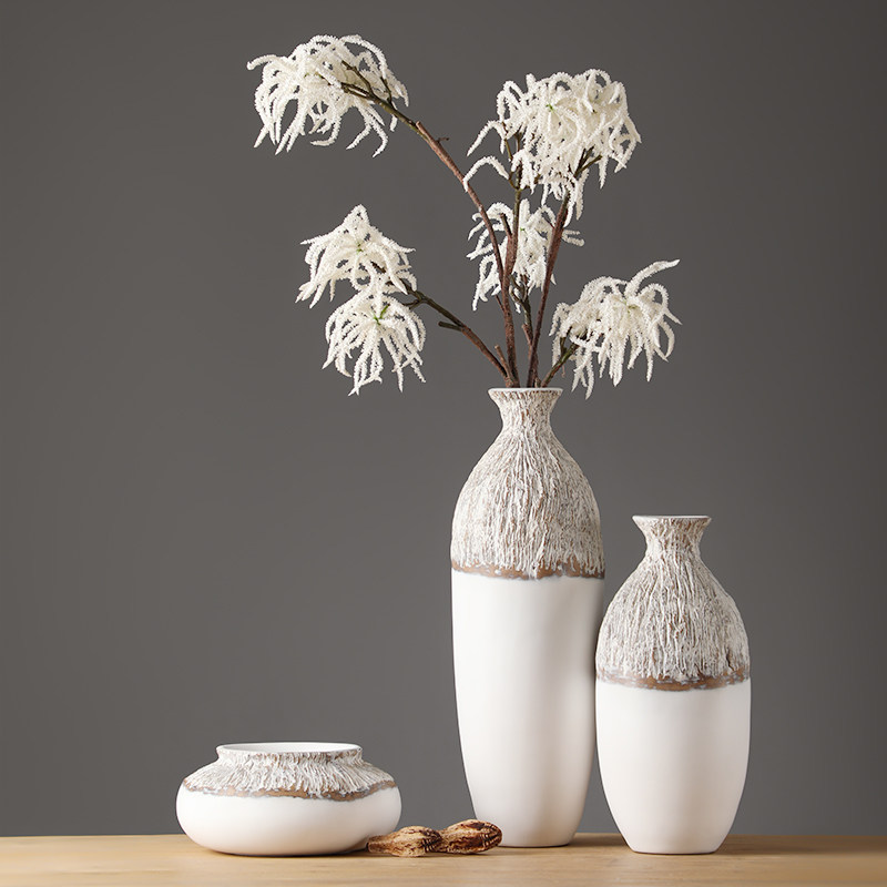 简约现代白色花瓶摆件轻奢高级感客厅电视柜玄关新中式家居装饰品
