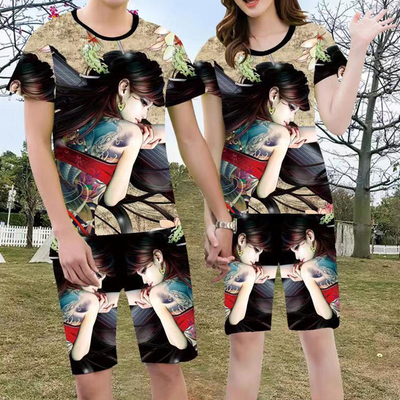 潮流冰丝短袖短裤两件套夏季潮男