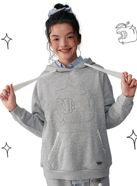 老玛儿春季连帽百搭灰色卫衣2025年新款纯色宽松长袖外套百搭上衣