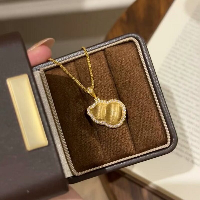 S925纯银项链复中古镶钻锆石葫芦老钱风轻奢高端小众级设计感颈链