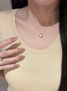 S925纯银项链宇宙行土星球珍珠镶钻轻奢高端小众级感百搭锁骨颈链