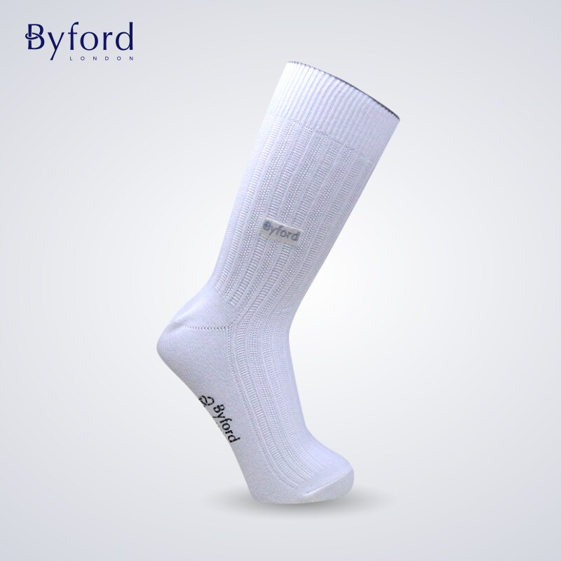 BYFORD/百富印尼产男士高针织棉纱商务中筒袜运动男袜厚款-9030C