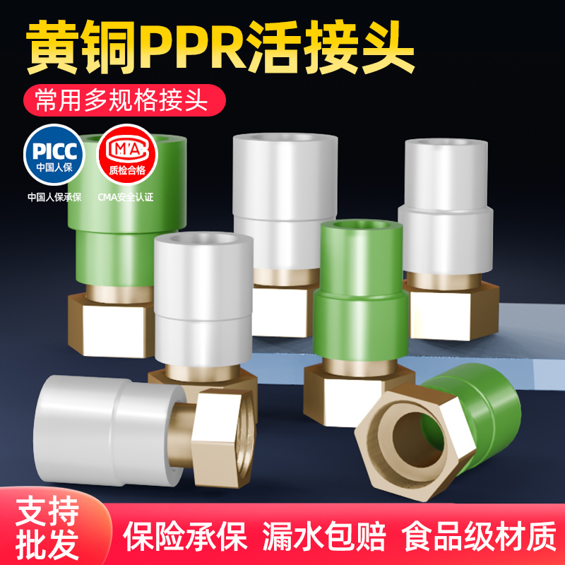 纯铜加厚PPR活接头热水器配件