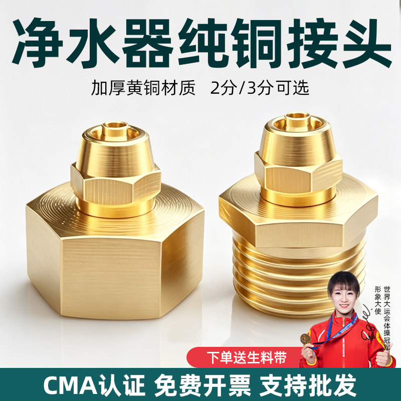 4分转2分3分接头纯铜净水器配件大全外内丝龙头角阀快插PE管加厚