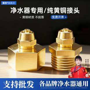 4分转2分3分接头纯铜净水器配件大全外内丝龙头角阀快插PE管加厚