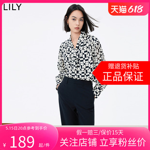 女装 印花款 专柜甄选 优雅飘带衬衫 上班族穿搭女 LILY2024春新款