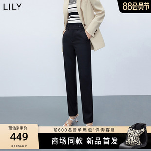 【专柜甄选】LILY2024春新款女装时尚通勤显瘦黑色西裤九分休闲裤