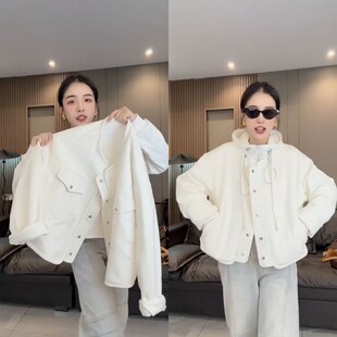 欧货时尚拼接牛仔两面穿圆领短款外套2026早春新款简约休闲百搭款