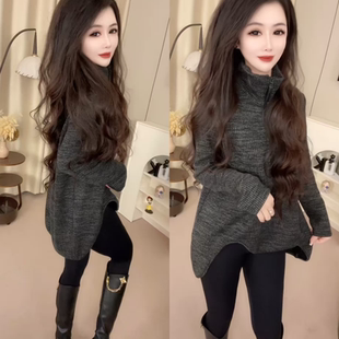 时尚波浪不规则拉链立领卫衣裙打底衫冬新款前短后长休闲显瘦T恤