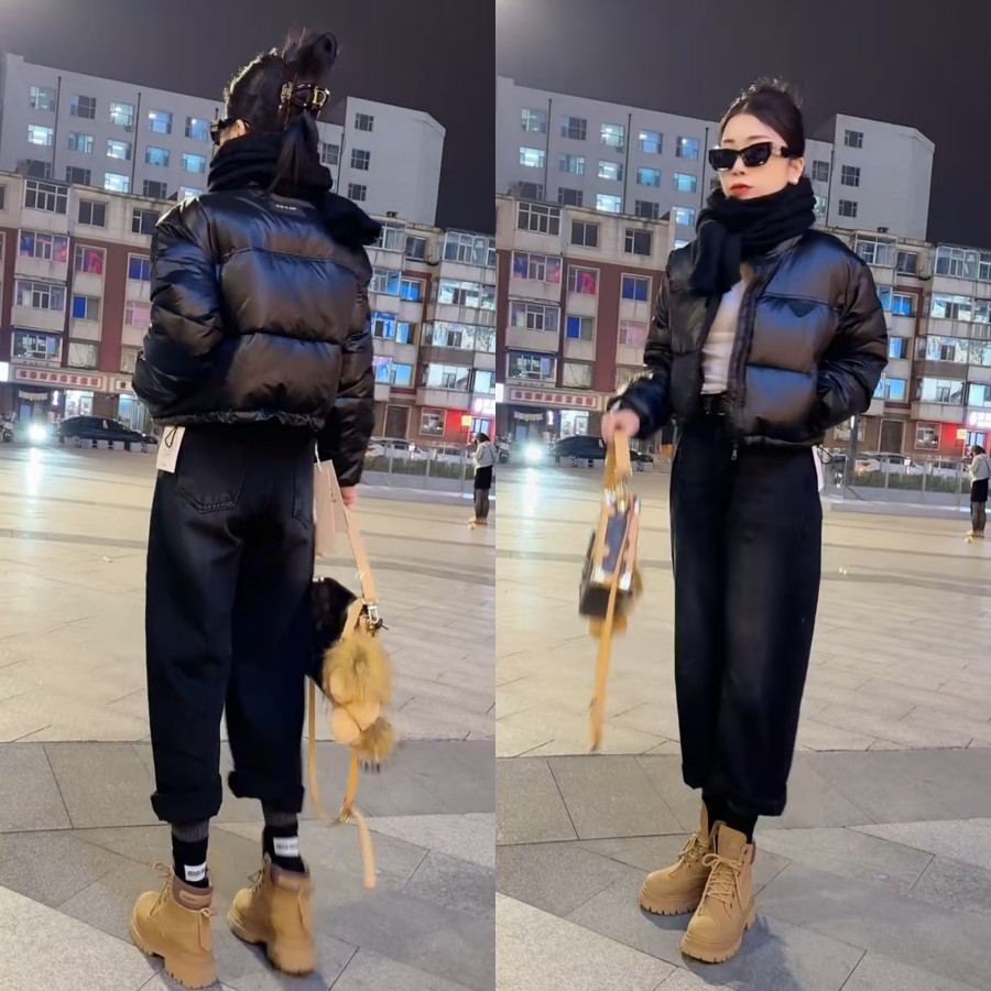 洋气立领小棉服肯豆风三角标外套