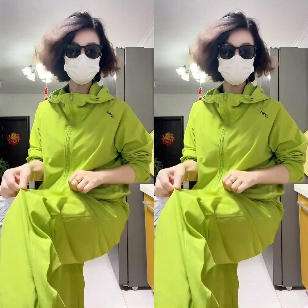 时尚防晒速干套装2025夏季新款休闲户外旅游连帽外套抽脚裤两件套