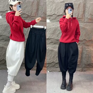欧货设计师款双拉链连帽卫衣宽松垮裤秋冬新款加绒显瘦休闲套装女