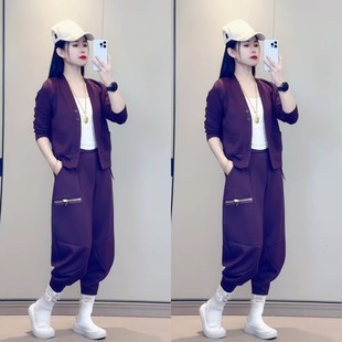 欧货个性外套拉链垮裤套装2025秋季新款休闲潮牌洋气宽松两件套爆