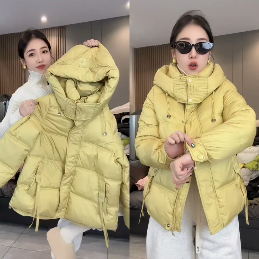 字母m标连帽大版棉服泡芙羽绒棉