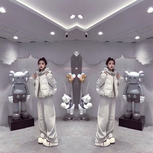 欧货潮牌马甲连帽外套抽绳裤脚三件套2026早春新款日常百搭套装女