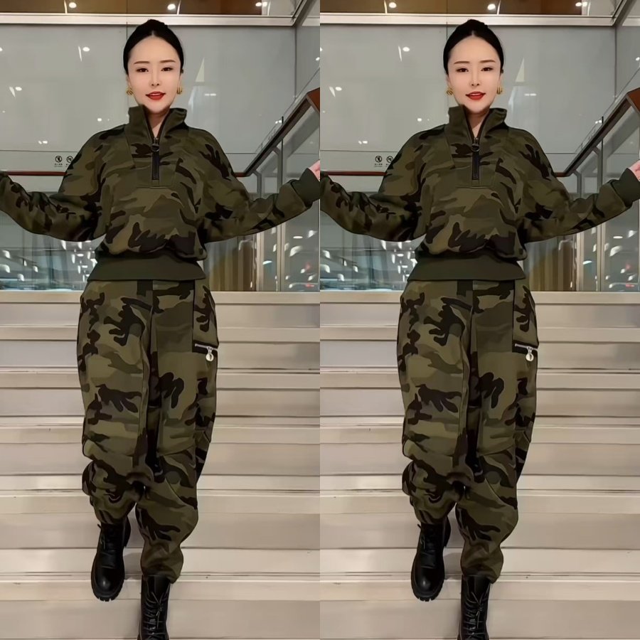 酷飒迷彩卫衣哈伦裤套装春新款休闲显瘦半拉链上衣老爹裤个性时尚,女装/女士精品,休闲运动套装,淘宝优惠券,粉丝福利购,淘宝优惠卷