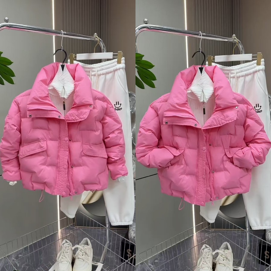 百搭休闲肯豆风棉服立领精神简约