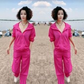 速干防晒套装 欧货潮牌糖果色连帽外套抽绳裤 脚两件套2026春夏新款