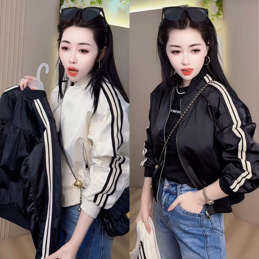 刺绣边圆领拉链棒球服短款外套2026春季新款运动休闲简约时尚百搭