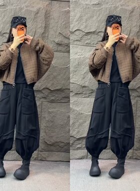 欧货个性压格蝙蝠袖短棉服灯笼裤
