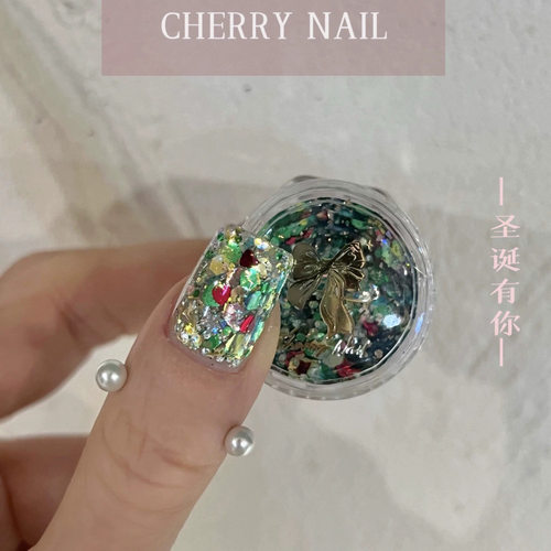 切瑞美甲闪粉系列爆闪镭射亮片韩式风指甲贴片闪亮小红书网红同款