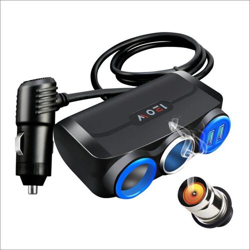 车载点烟器一拖二分三汽车多功能手机充电USB车充12v24v转接插头