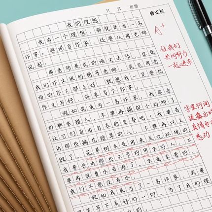作文本B5本子小学生专用作业本作文薄400格300格二三四五六年级语文英语数学练习初中生牛皮纸3大方格簿16k