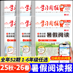 2025新版 小学学习周报暑假阅读一二三四五六年级预备新年级半小时晚读知识画报暑假衔接同步教材一周一练语文课外阅读训练期刊报纸