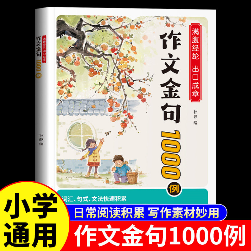 作文金句1000例小学生写人写景状物记事奇妙想象作文大全小学词汇句式文法快速积累技巧好词好句好段优美句子积累课外阅读彩图书籍