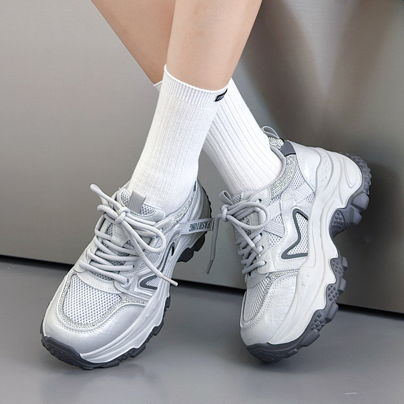高鹏真皮老爹鞋女厚底2026秋新款