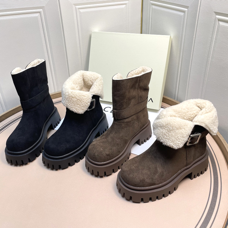 裕达2025冬新款羊毛雪地靴女厚底